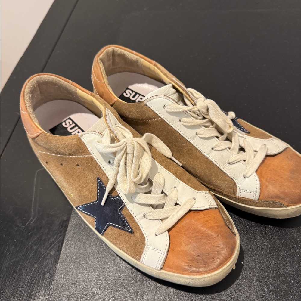Golden Goose Brown and Tan Retro Sneakers